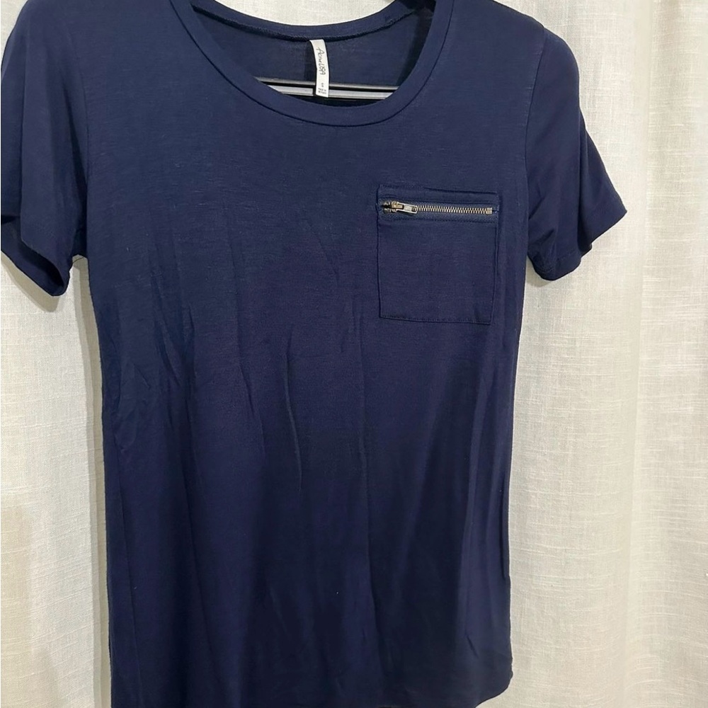 Navy Blue Women's Top with Pocket